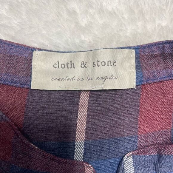 Cloth & Stone Dress Tunic Ruffled Size XS Long sleeve Plaid Buttons - Picture 5 of 8